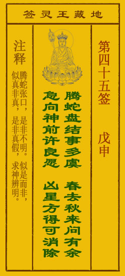 地藏王菩萨灵签 第45签解签 戊申