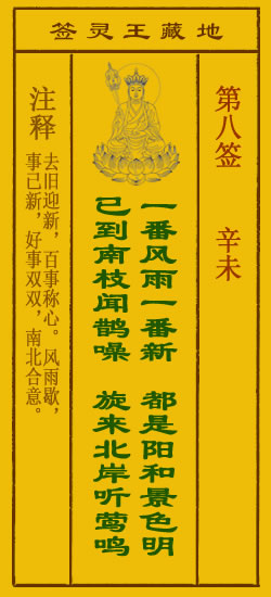 地藏王菩萨灵签 第8签解签 辛未