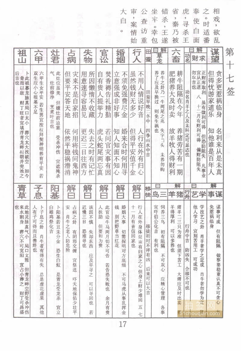 佛祖灵签 第17签：王省就亲 中平签