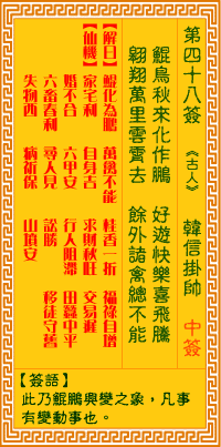 观音灵签 第48签：韩信挂帅