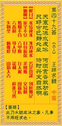 观音灵签 第49签：王祥求鲤
