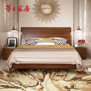华日家居现代中式双人床 全实木高箱储物主卧室婚床