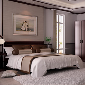 双叶家具 现代中式全实木卧房床 水曲柳床组合
