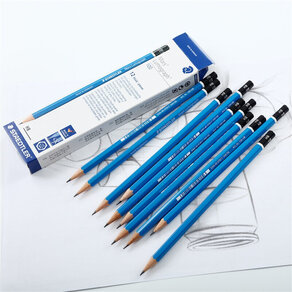 德国施德楼（STAEDTLER）素描铅笔100蓝杆专业绘图绘画学生速写工具-HB（12支装）