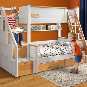 榉木高低床全实木儿童上下床子母床多功能成年大人上下铺组合木床