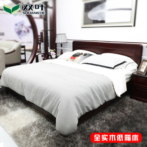 双叶家具 品质经济实木双人/单人床 现代简约红橡木轻奢高低箱床