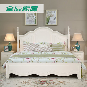 全友家私 韩式田园公主床 卧室组装式双人架子床
