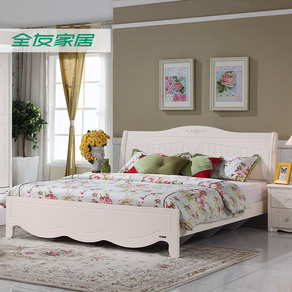 全友卧室家具三件套 床/床头柜/床垫 韩式田园