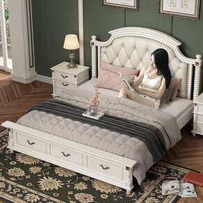 卓臣双人床1.5米1.8欧式实木床软包公主床主卧现代简约家具