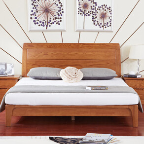 光明家具 实木床现代中式红橡木实木床简约双人床婚床 15105 1.5米空体床