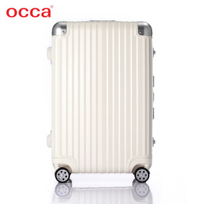 OCCA 纯PC拉杆箱万向轮 女铝合金包角旅行箱金属锁行李箱男托运箱