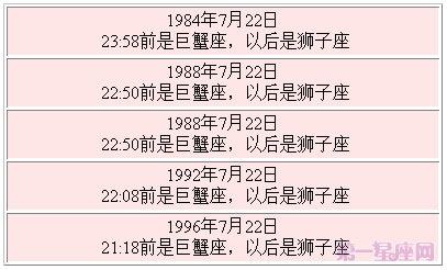 星座交界日查询表